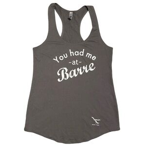 You Had Me at Barre Charcoal Gray Scoop Neck Sleeveless Terry Cloth Tank Top